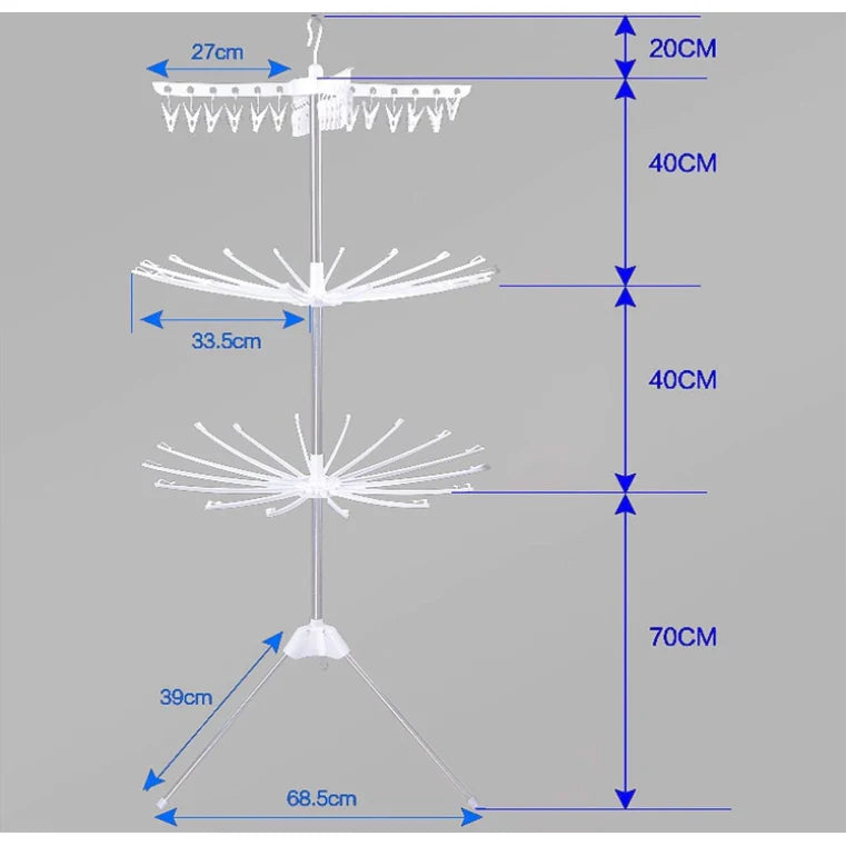 Uscator de rufe vertical, pliabil, At Performance, 3 nivele, 170cm inaltime, usor de instalalat, 24 carlige, 20 tije, Alb